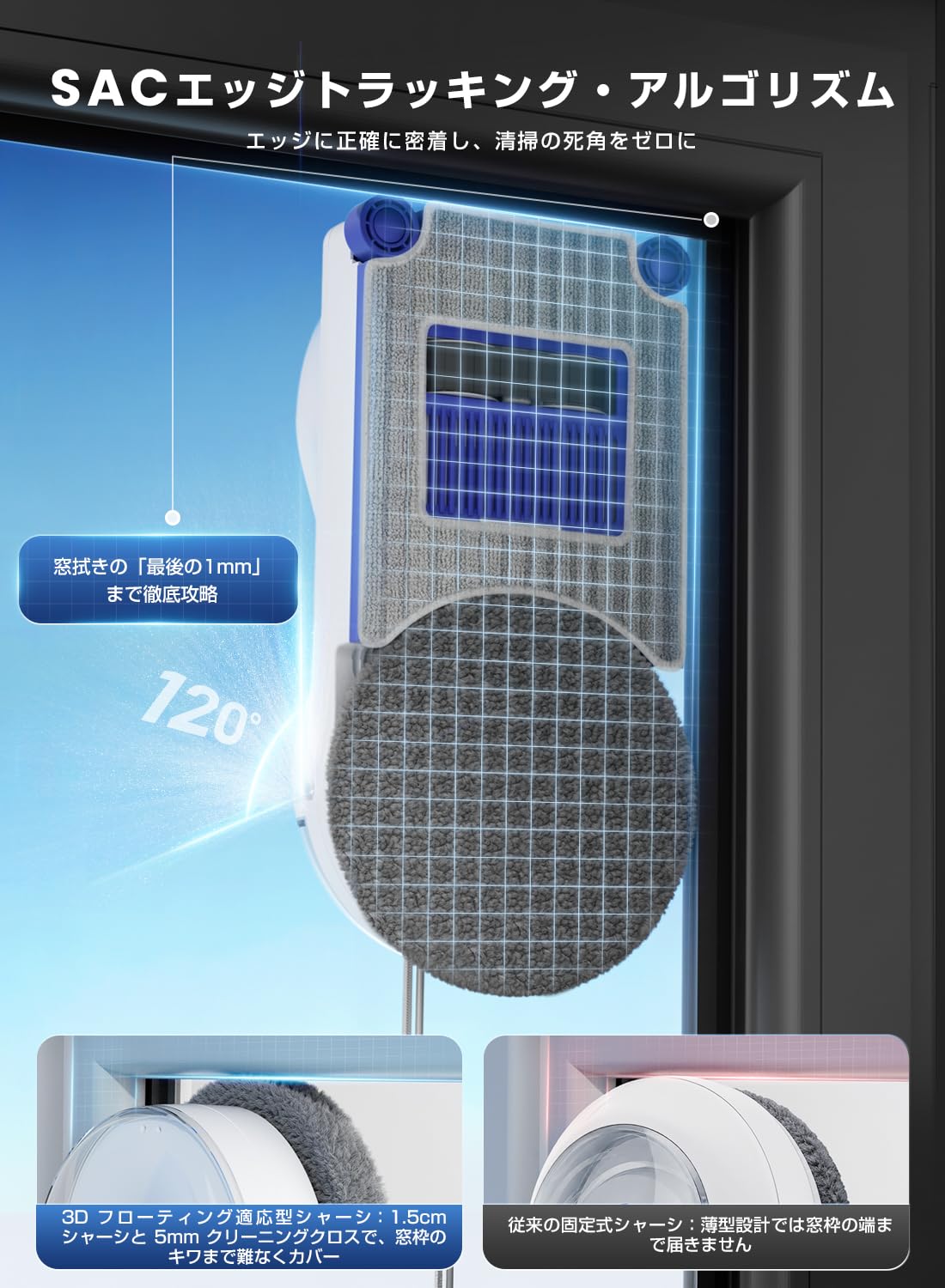 Amazon｜HUTT 窓掃除ロボット 業界初！窓拭き 自動 エッジ清掃強化 0mm
